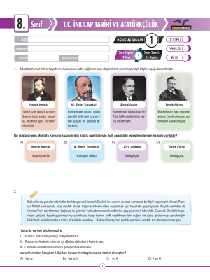 8.Sınıf Branş Denemeleri - İnkılap Tarihi - 2023-2024