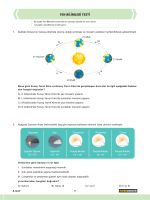 8. SINIF SÜREÇ İZLEME DENEMELERİ FEN 4