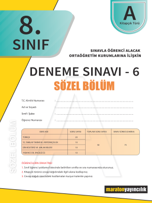 8. Sınıf Kurumsal Deneme 6 - Sözel