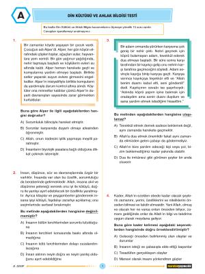 8. Sınıf Kurumsal Deneme 1 - Din Kültürü